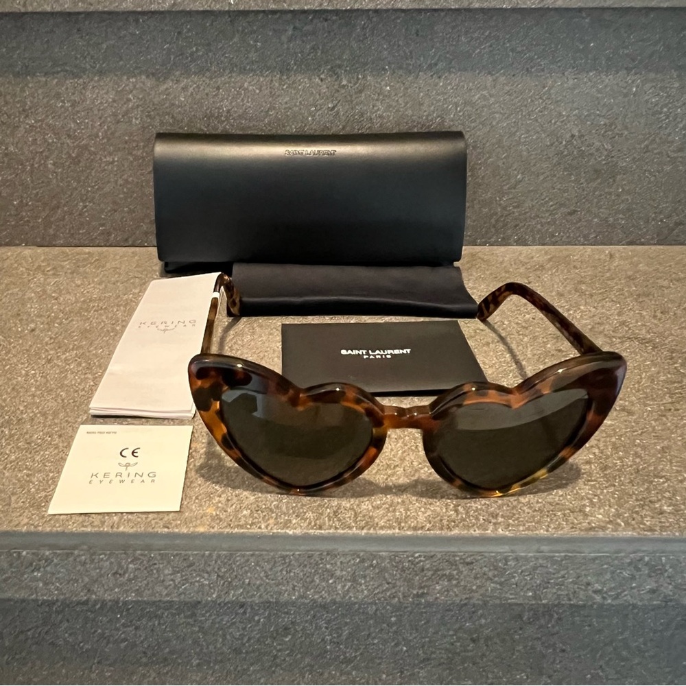 SAINT LAURENT 54MM Heart Shape Cat Eye Tortoise Sunglasses in HAVANA, NEW - Picture 5 of 16